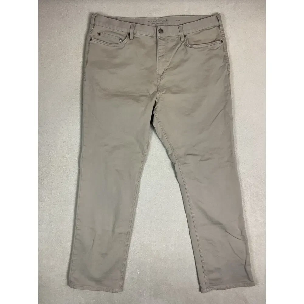 Banana Republic Pants‎ Mens 40x34 Khaki The Traveler Slim Fit High Rise Straight